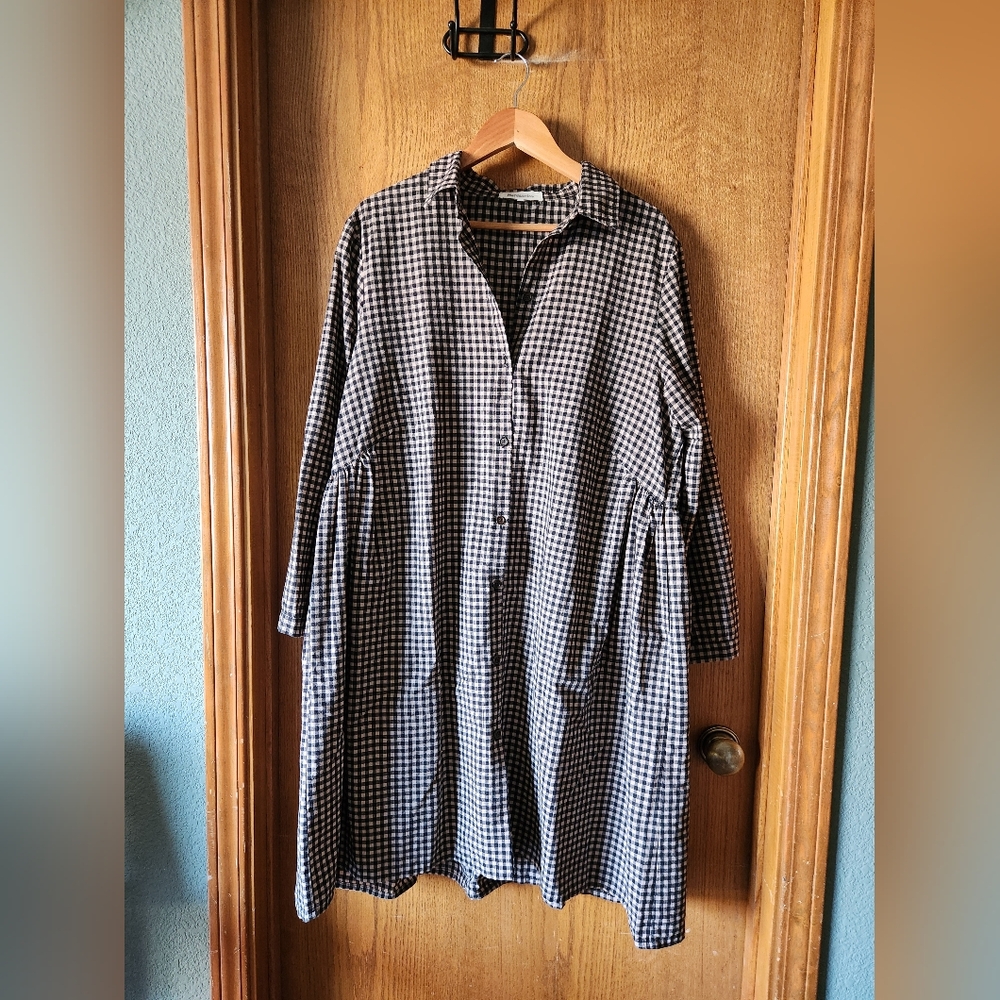 Modernmiss Linen/cotton Gingham Dress - Picture 2 of 8